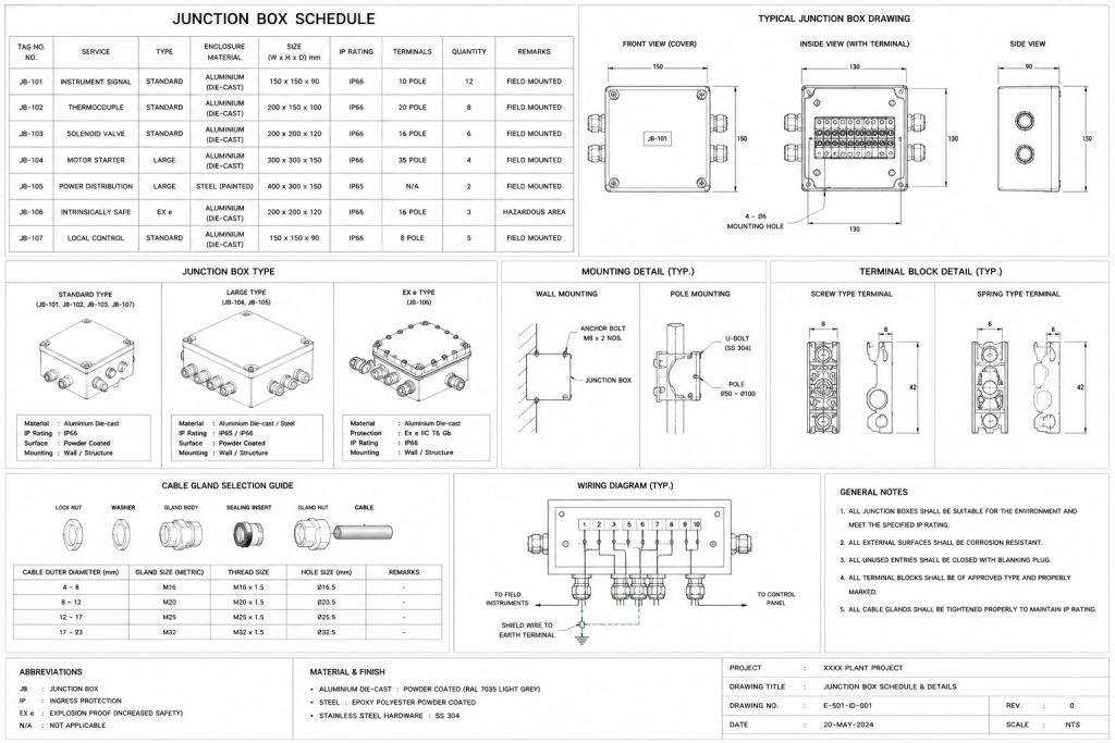 BẢN VẼ 2D CHI TIẾT HỘP ĐẦU NỐI CÔNG NGHIỆP