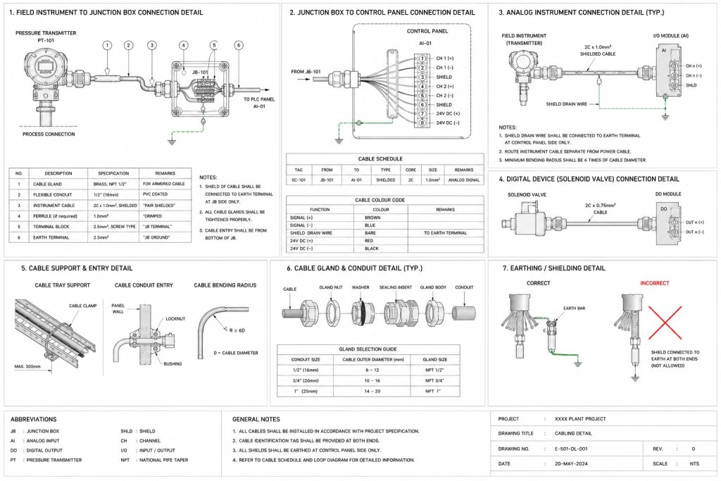 BẢN VẼ CHI TIẾT 2D KẾT NỐI CÁP & THIẾT BỊ