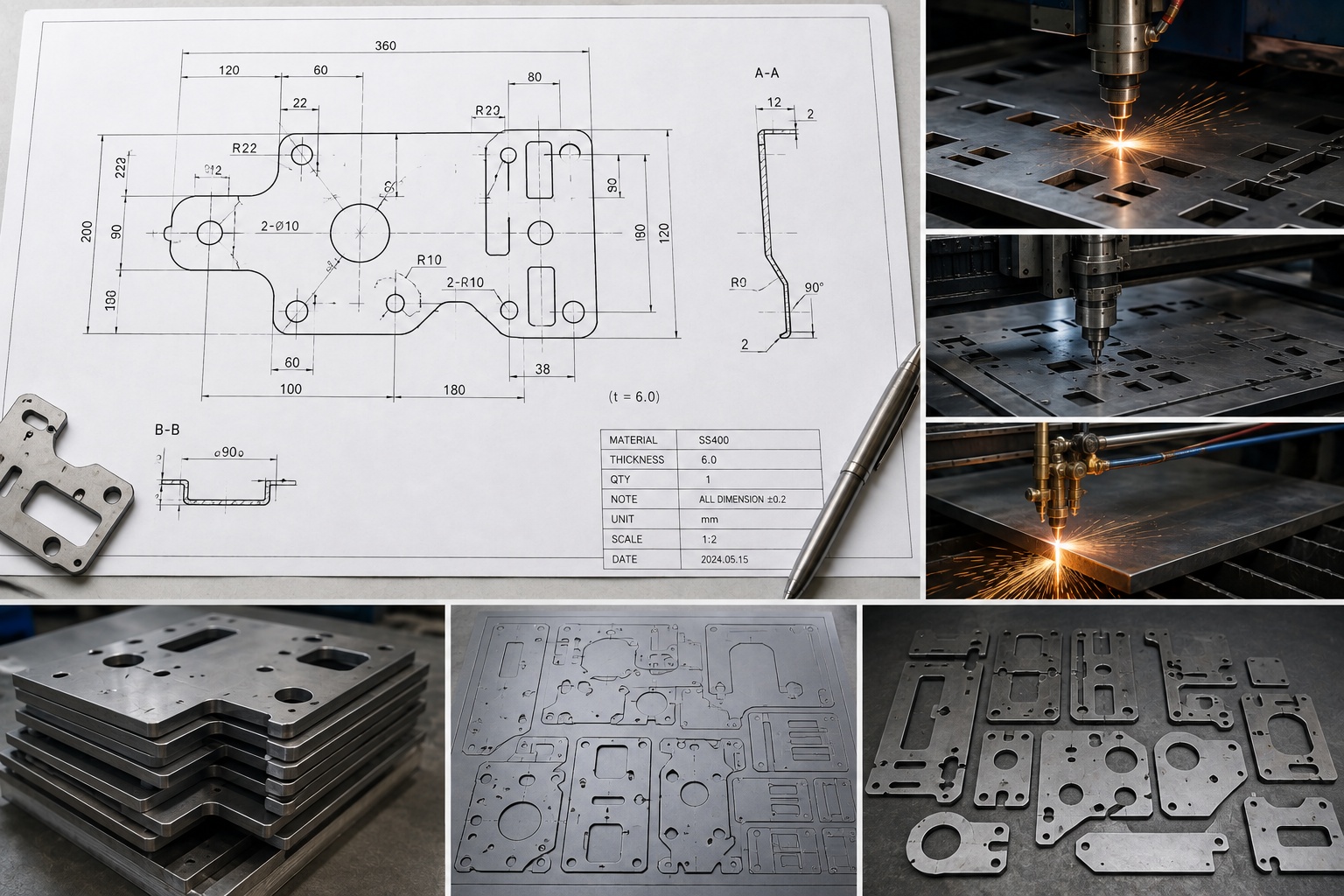 Bản Vẽ 2D Cho Máy Cắt Kim Loại Laser, CNC, Gas