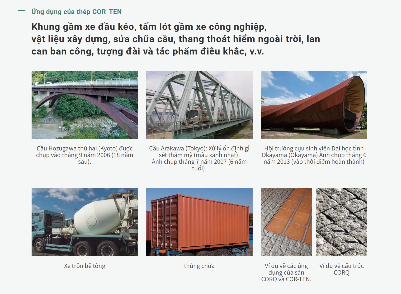 Ứng dụng của thép COR-TEN