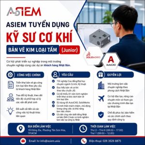 TUYỂN DỤNG KỸ SƯ CƠ KHÍ – BẢN VẼ KIM LOẠI TẤM (Junior)