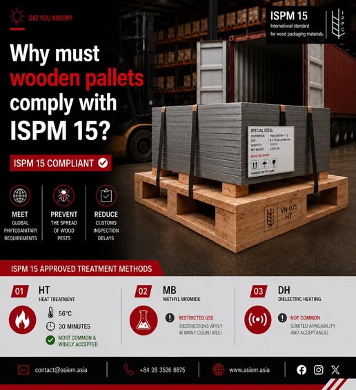 Xuất khẩu thép Đừng bỏ qua tiêu chuẩn ISPM 15 cho pallet gỗ.